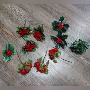 Vintage lot of artificial MCM Christmas greenery picks wreaths